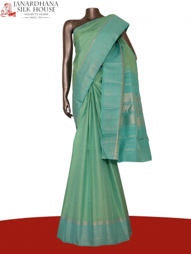 Pure Handloom Thread Veldhari Lines Kanjeevaram Silk Saree